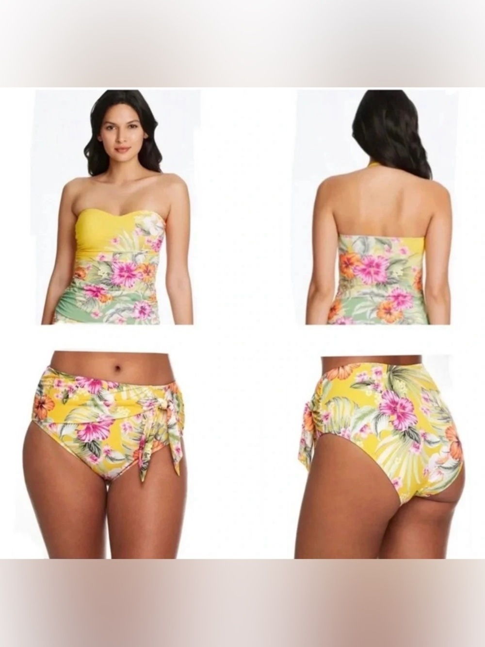 Bleu Rod Beattie Paradiso Bandeau Tankini High-Waist Draped Side-Tie Bottom